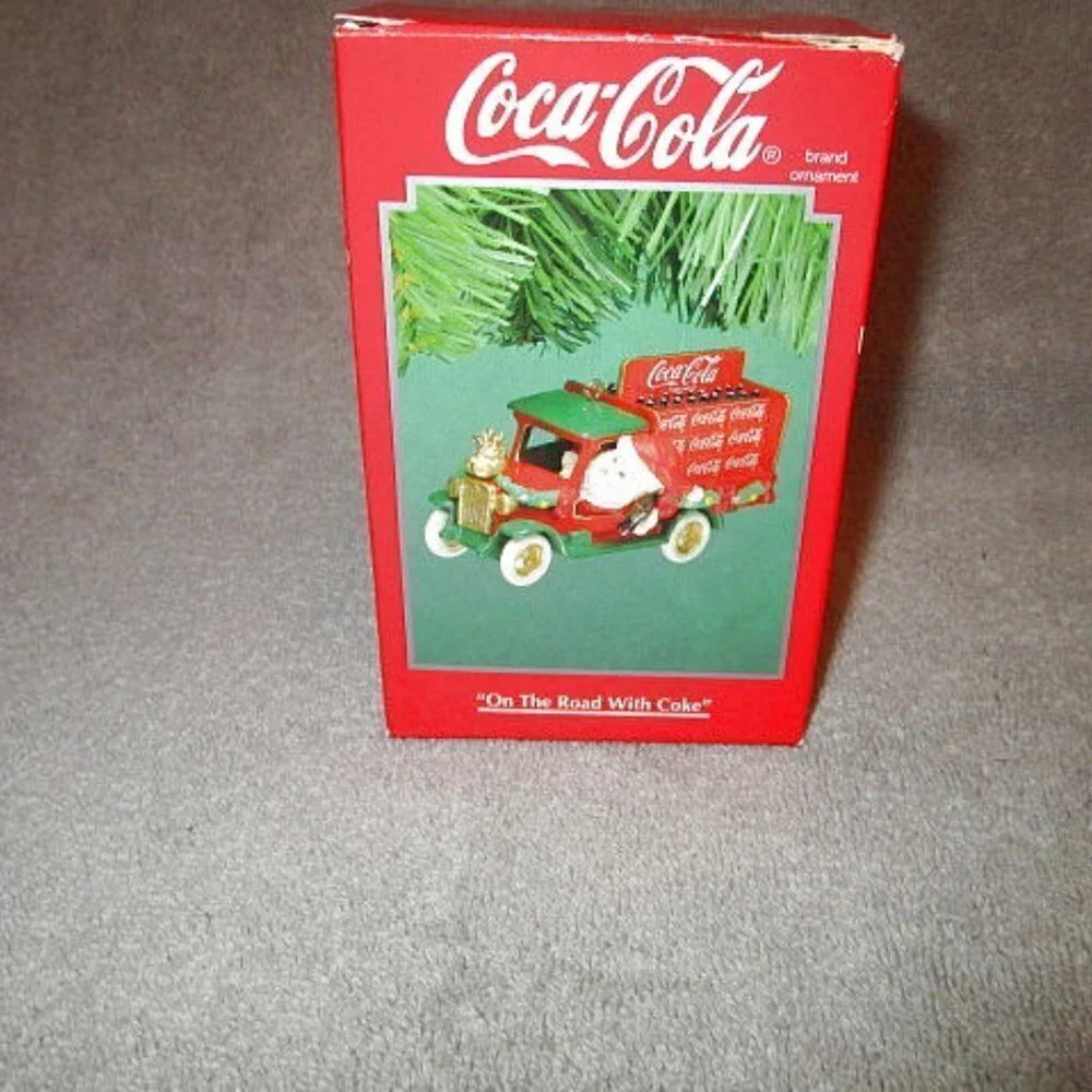 1994 Vtg Coca Cola On The Road Christmas Ornament Santa's Truck Enesco 592528